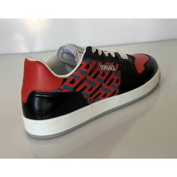 Versace Greca Men’s Leather Black/Orange Red Sneakers 13 US (46) 1013377 IT NIB - Picture 5 of 15